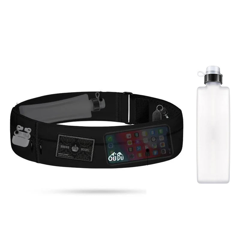 Invisible Sports Hydration Belt Bag Running Phone Belt Waist Pack with Water Bottle Holder for Men Women Cycling Hiking Walking